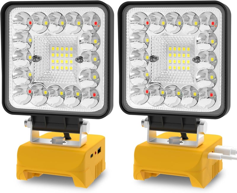 T-SUN 2Pcs Cordless Work Light Compatible with Dewalt 18V/20V Battery, with 3 Light Modes, USB & Type C Charging Port LED Work Light for Workshop,Camping,Emergency and Job Site Lighting - Image 1